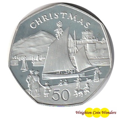 1981 Silver Proof Christmas 50p - 'VICTORIAN' NICKY FISHING BOAT